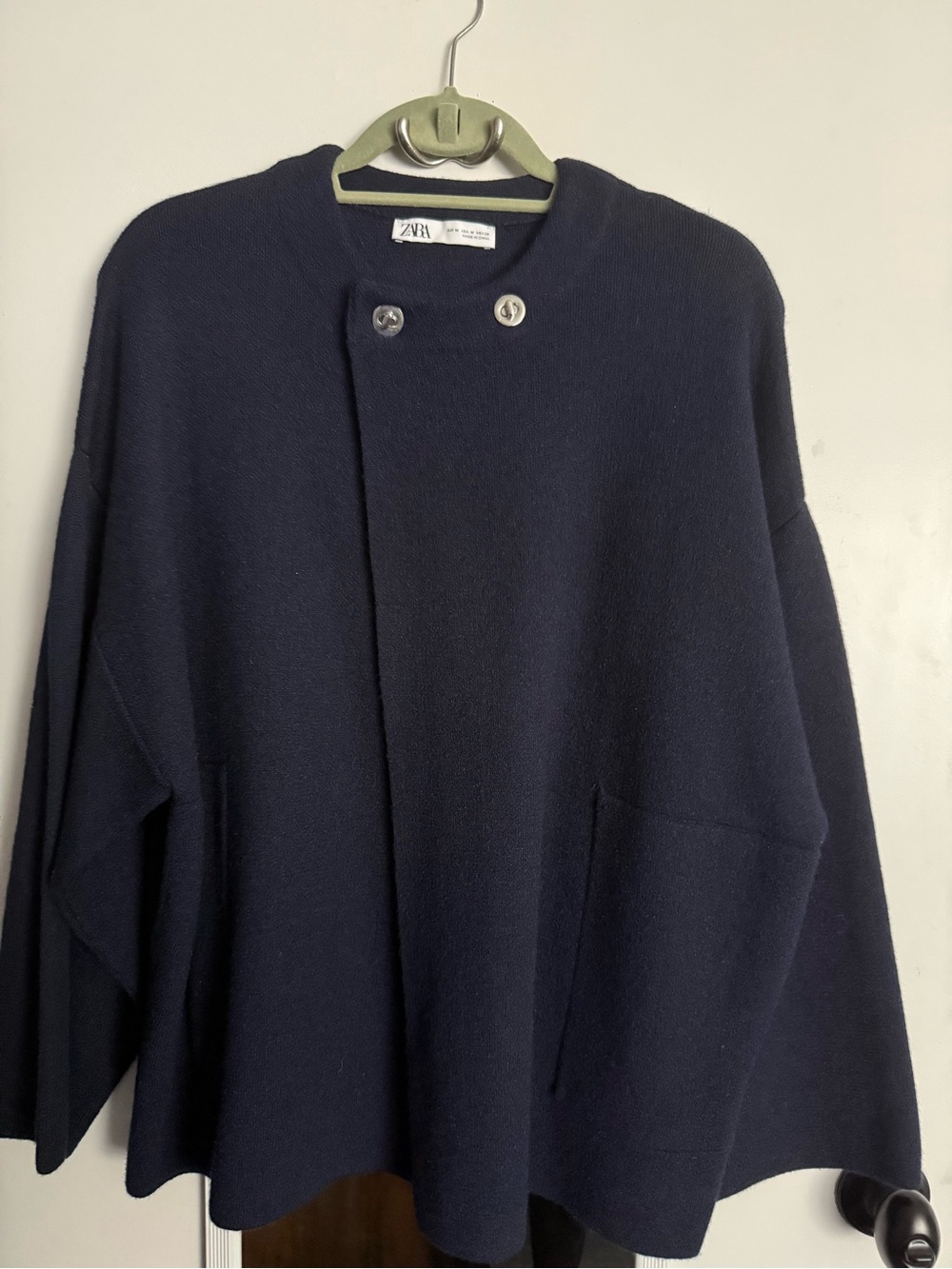 Zara Navy Knit Cardigan with Metal Button